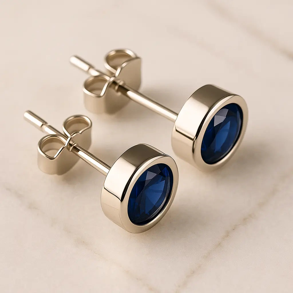 Blue Stud Silver Earrings My Store